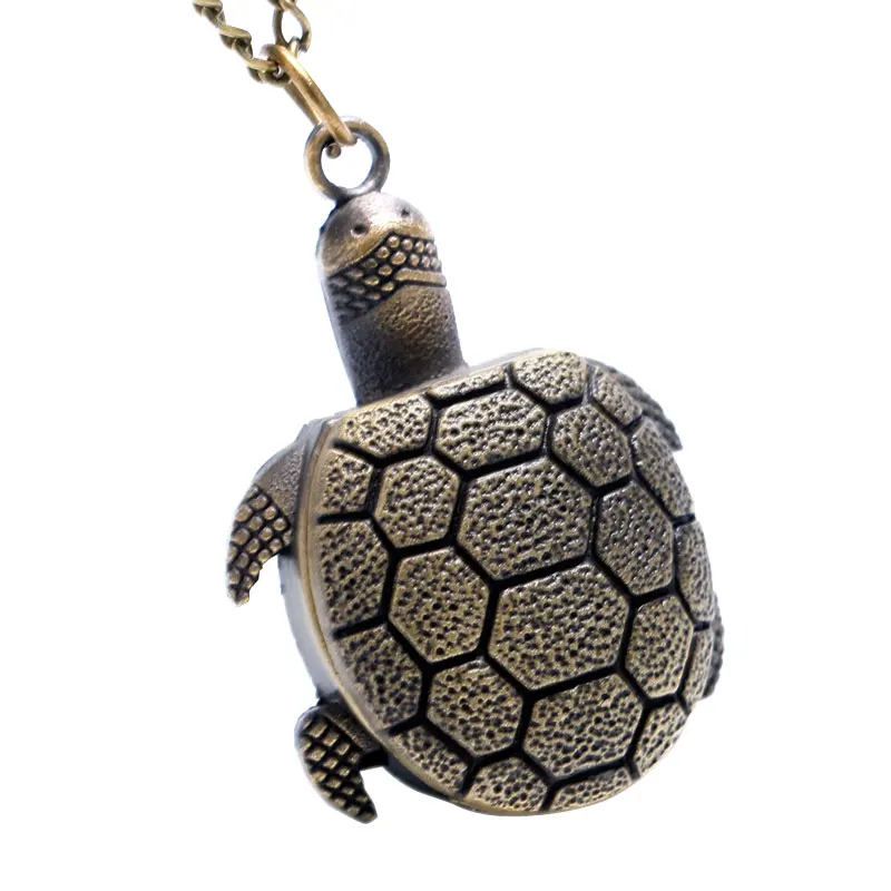 Vintage Mini Small Size Bronze Lovely Turtle Quartz Pocket Watch for Women Lady Girl Necklace Pendant Chain Birthday Gifts | Наручные