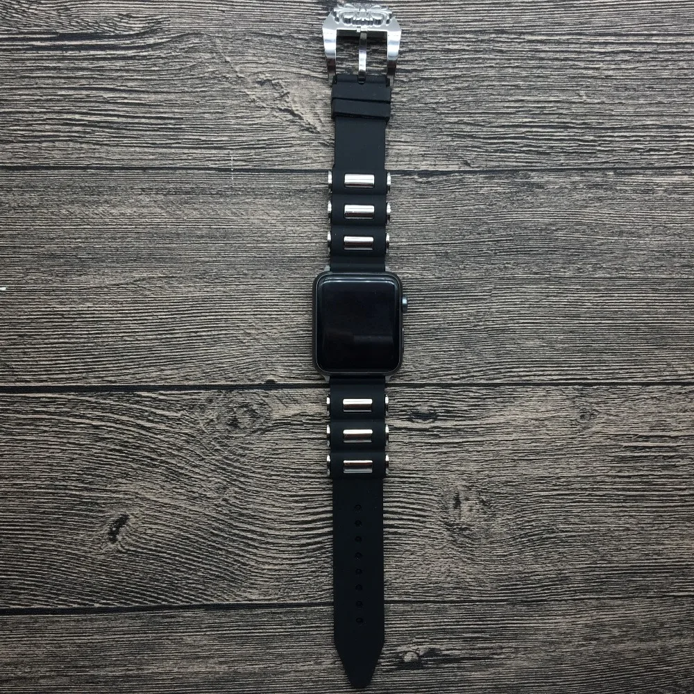 Силиконовые каучуковый ремешок для Apple Watch Series 4 резьба пряжки часы наручные серии