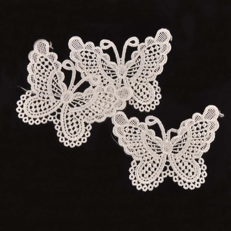 Белая кружевная ткань 20 шт./лот аппликация в виде бабочки сетчатая отделка для