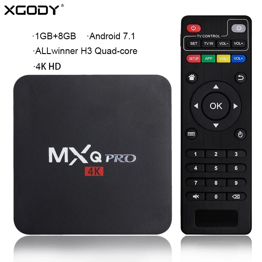 XGODY Android 7 1 Smart tv BOX ALLwinner H3 Четырехъядерный 4K 1080P HD телеприставка ГБ 8 Смарт