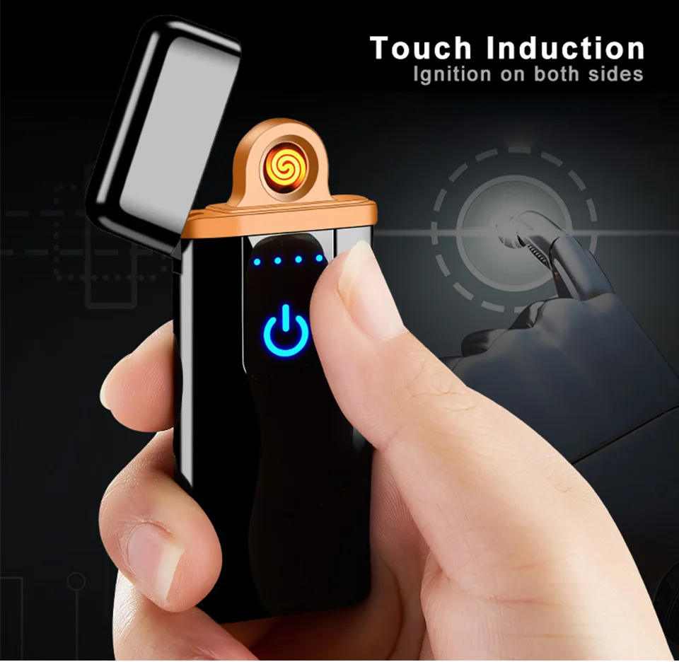 Сенсорная Индукционная Электронная зажигалка ультратонкая Encendedor Isqueiro USB Зажигалка Вольфрамовая турбо-сигарета usb зарядка зажигалка