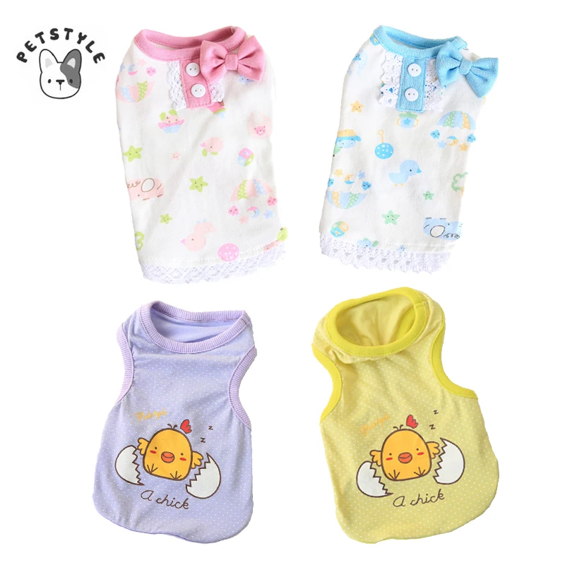 PETSTYLE Pet Dog дышащий Летний жилет футболки мультфильм бабочка собака кружевная