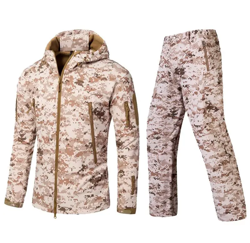 ACU TAD gear, тактическая флисовая камуфляжная куртка, набор, Мужская армейская ветровка, водонепроницаемая, для охоты, комплект одежды, военная куртка и штаны - Цвет: ACU