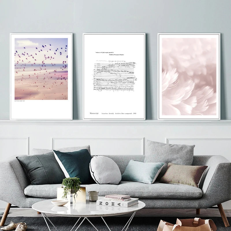 Feather Poster Nordic Print Girl Painting Scenery Quote Wall Prints Pink Bird Pictures For Bedroom Art Unframed | Дом и сад