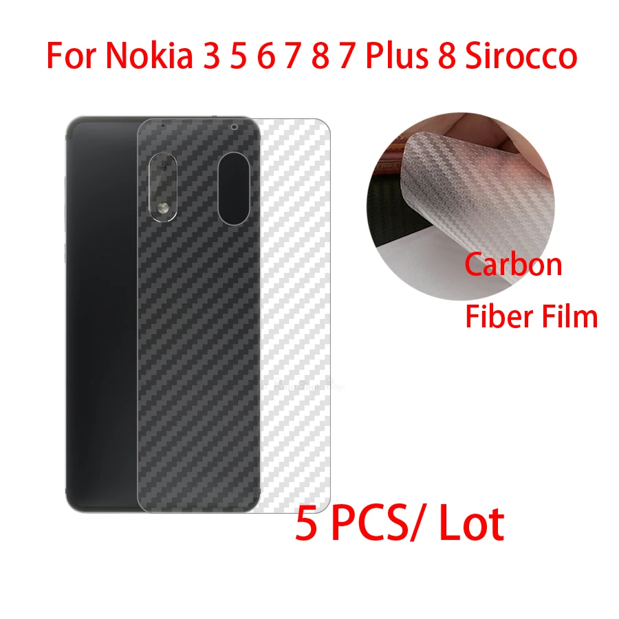 5 шт. 3D задняя крышка пленка Экран протектор для Nokia 3 6 7 Plus 8 Sirocco углеродного