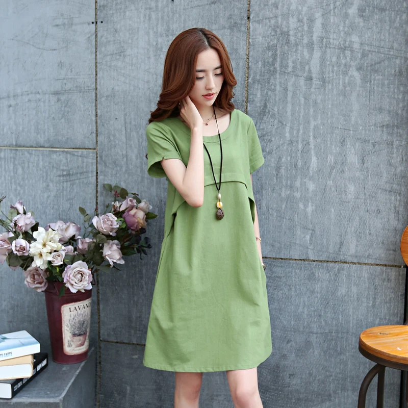 

Vestidos Verano 2018 Plus Size Women Clothing Summer Casual Dress Women Cotton Vintage Loose Dress Short Sleeves Ladies Dresses