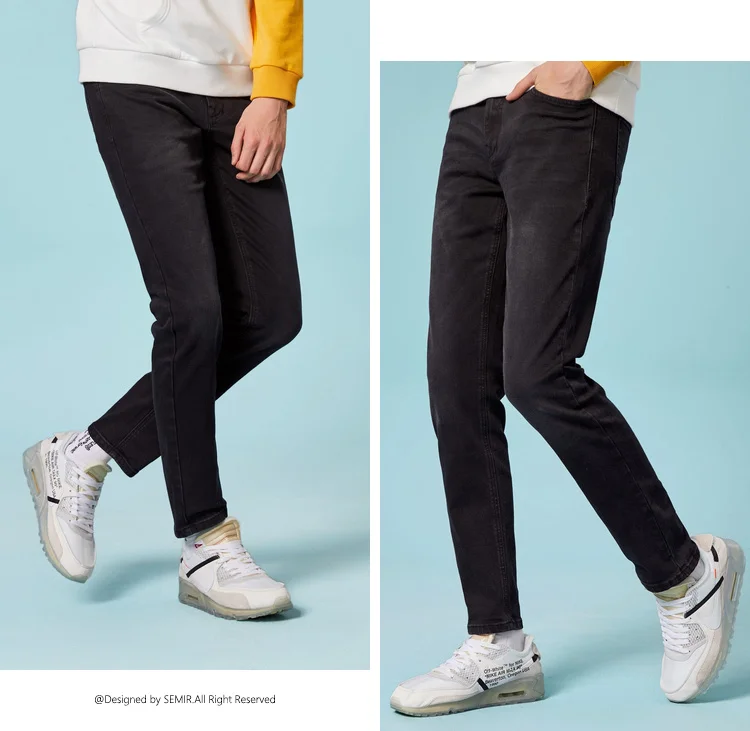 SEMIR джинсы для мужчин, зауженные брюки, Классические джинсы, мужские джинсы, дизайнерские брюки, повседневные обтягивающие прямые эластичные брюки