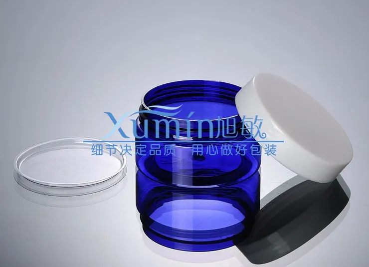 Бесплатная доставка: Голубая ПЭТ бутылка 100 г с великолепной белой крышкой из