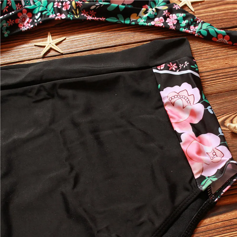 Vintage Womens High Waist Bikinis Swimsuit 2018 Halter Backless Push Up Biquini Swimwear Female Print Hot Beach Bathing Suit |