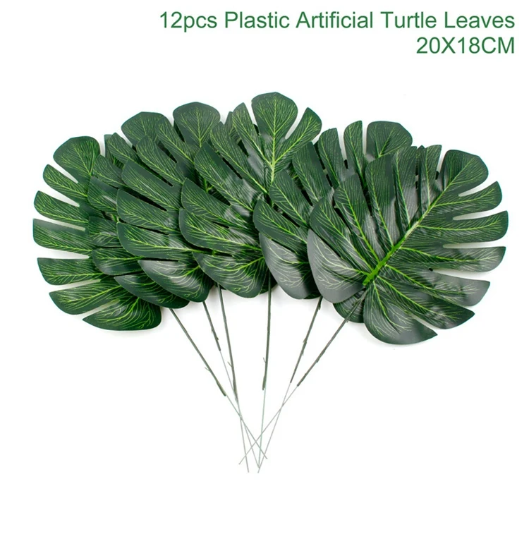 Turtleleaves 20x18cm Пальмовые Листья тропические аксессуары для вечеринки, дня рождения вечерние украшения для детей тропические растения джунгли сафари Летние Гавайские вечерние украшения - Цвет: Turtleleaves 20x18cm