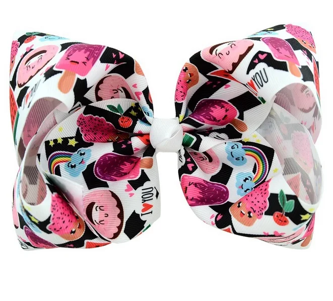 NO.5 1 шт. 8'big Bowknot Бабочка пончик Единорог леденец Мороженое Печать Grosgrain бантик из тесьмы для волос заколки A85 - Цвет: NO.5