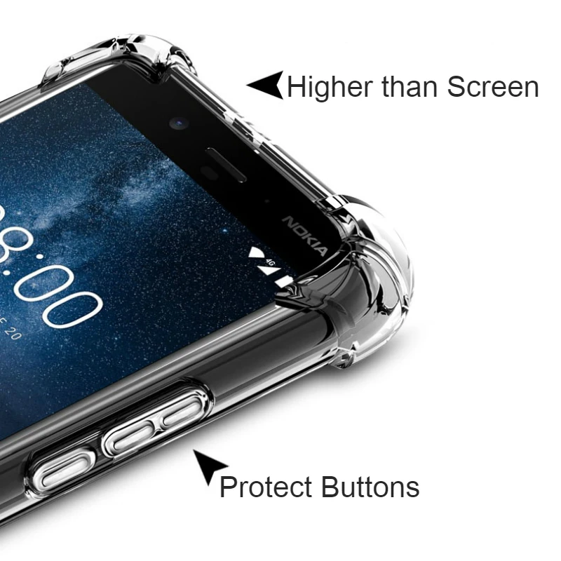 Противоударный чехол для Nokia 6 5 3 Прозрачный 7 1 plus 2 8 X6 Coque полная защита 360 градусов
