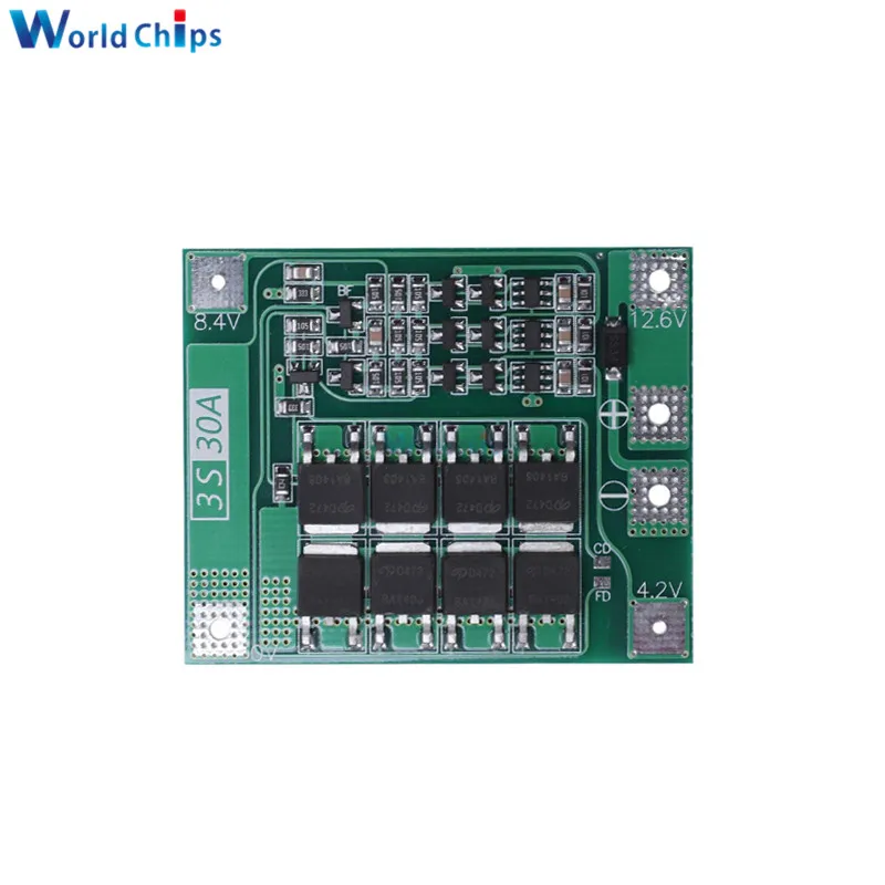 3 S 30A 60A 12,6 V 13,6 V полимерный литий-ионный аккумулятор Защитная плата PCB BMS 3 серийный 12V для сверлильного мотора Lipo Cell