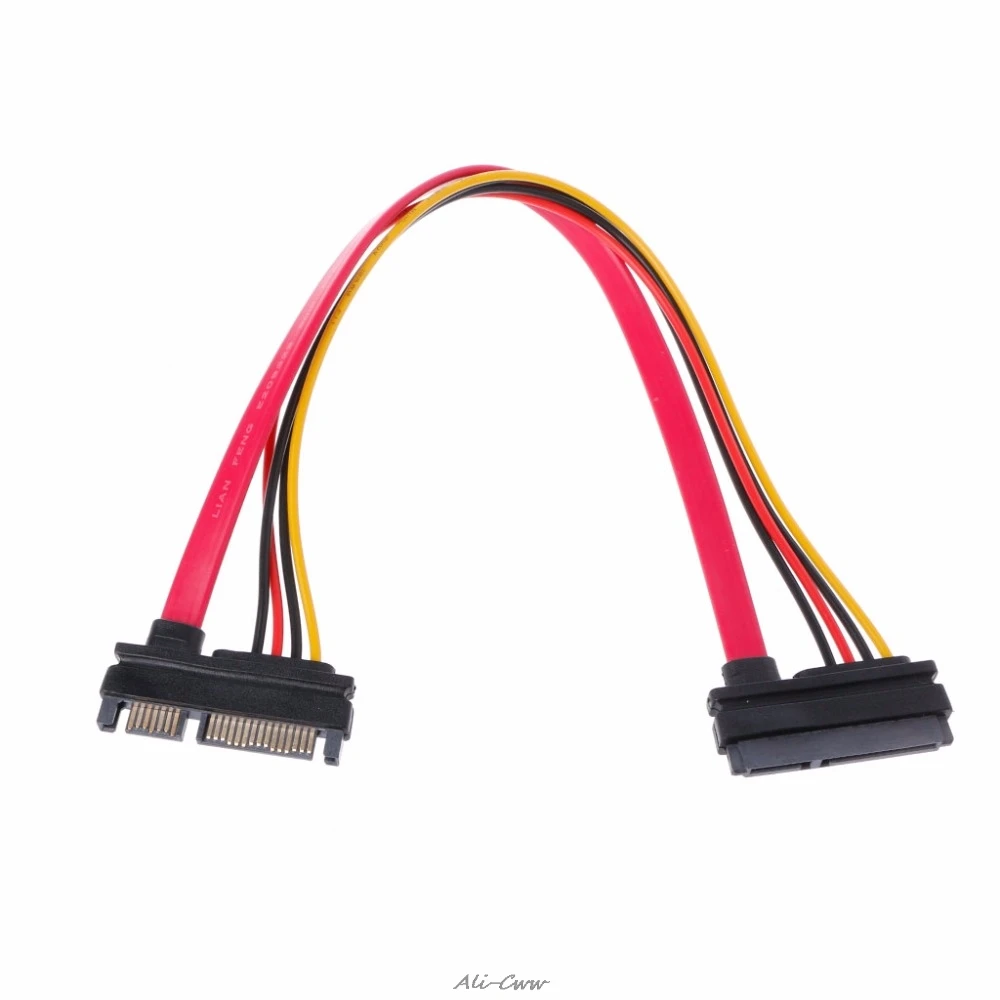 1 шт. 30 см 22 pin (15 + 7) штекер на Женский SATA серийный ATA кабель питания данных
