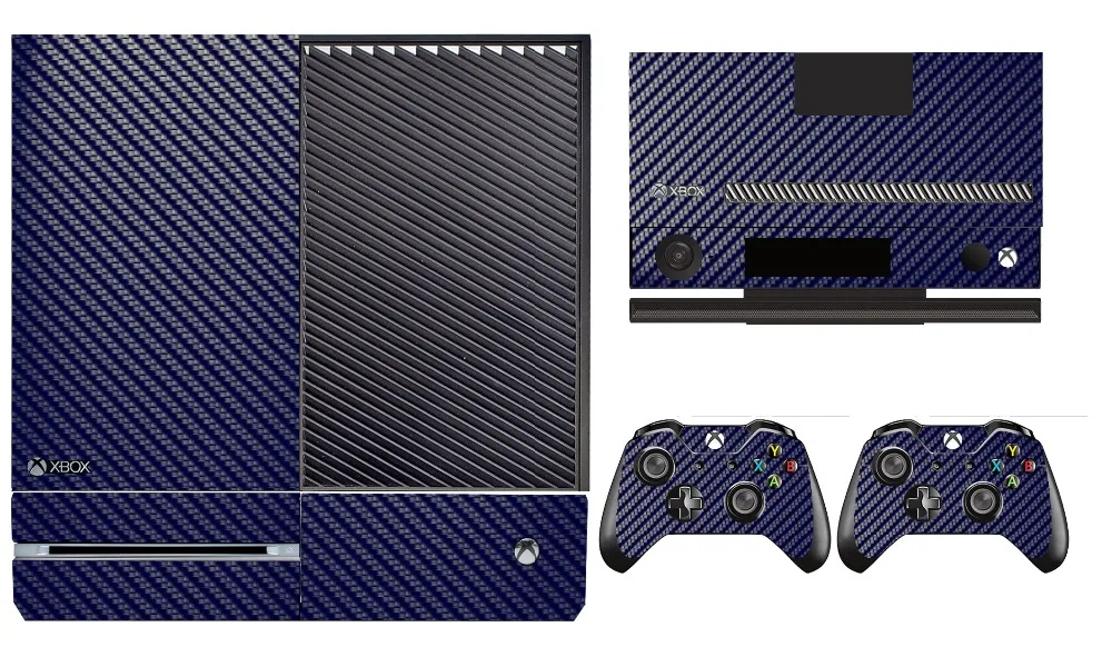 Синяя виниловая защитная наклейка из углеродного волокна для Microsoft Xbox One и 2 чехлы