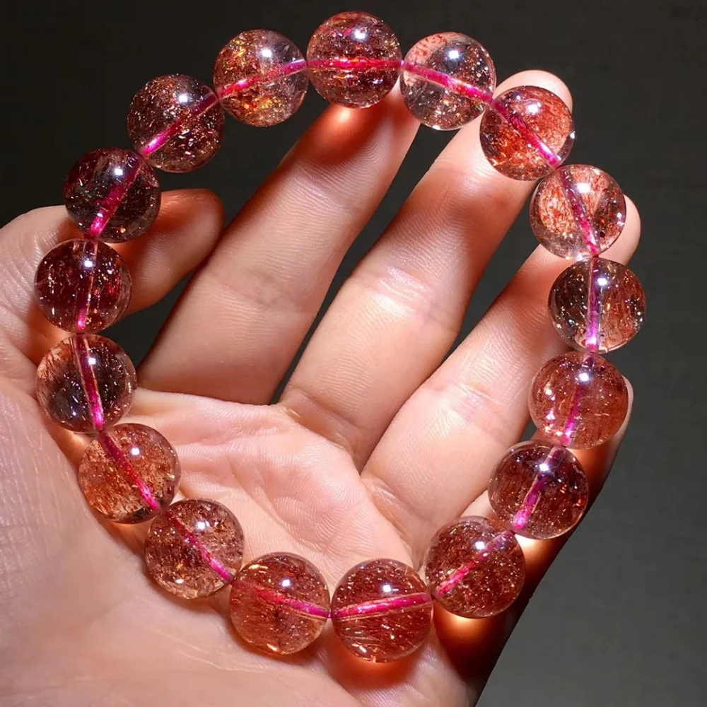 Подлинная натуральная Lepidocrocite кварц 13 мм красный супер семь прозрачный круглый