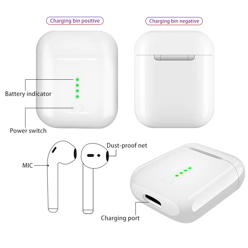 Bluetooth наушники Tws 1:1 всплывающая гарнитура с супер басами и беспроводной зарядкой