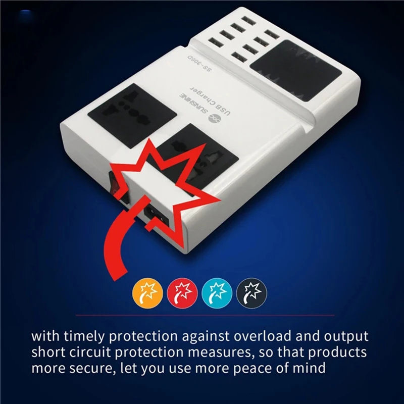 SS 306D портативный 3 в 1 интеллектуальный 8 Порт USB зарядное устройство светодиодный