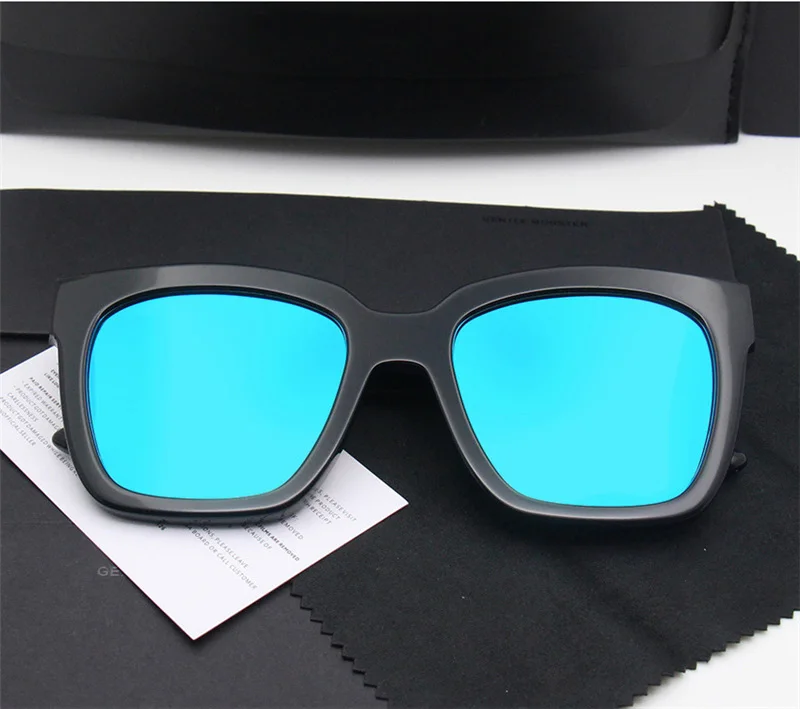 black blue Новинка, корейские нежные солнцезащитные очки для женщин и мужчин, квадратные ретро солнцезащитные очки, поляризационные, высокое качество, Zonnebril Dames Mannen - Цвет линз: black blue
