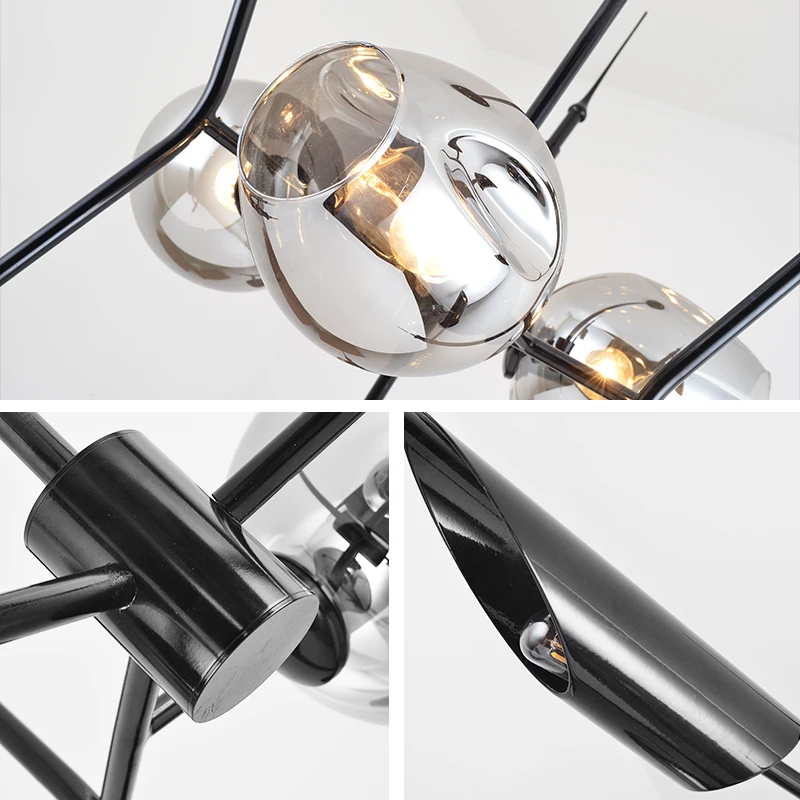 Современный светодиодный подвесной светильник для столовой черный/золотой