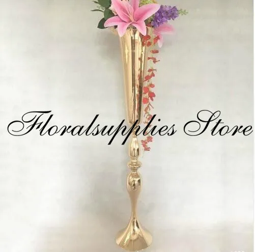 

10 PCS/ Lot Gold Metal Flower Rack Wedding Centerpiece Event Table Flowers Vase 2 Size Road Lead Party Decoration