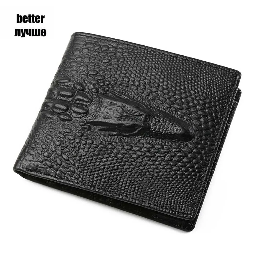 black better JINBAOLAI крокодиловая кожа компактный мужской бумажник из натуральной коровьей кожи держатель для карт монета карманные кошельки винтажные Аллигатор мужские кошельки - Цвет: black better