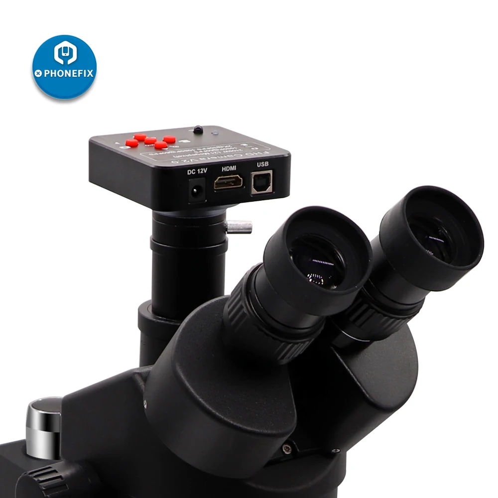 3.5X-90X Simul-focal Zoom Trinocular Stereo Microscope with 14MP 16MP 21MP HDMI Camera Black Microscope Phone Soldering Repair