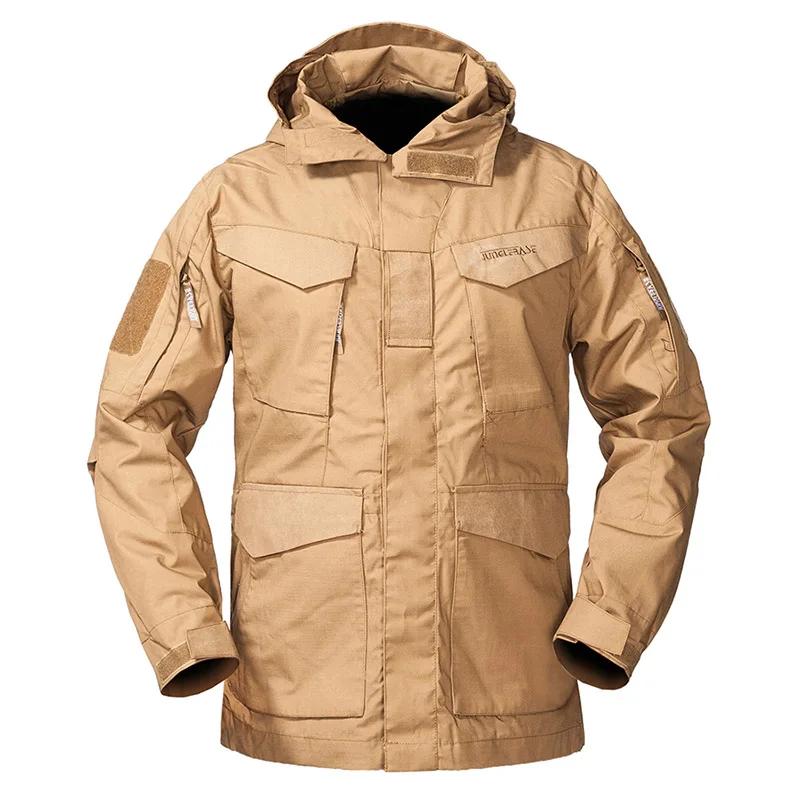Khaki Refire gear, тактическое длинное пальто для мужчин, осенний Тренч с капюшоном, куртка, армейская полевая военная куртка, пальто, водонепроницаемая ветровка с карманами - Цвет: Khaki