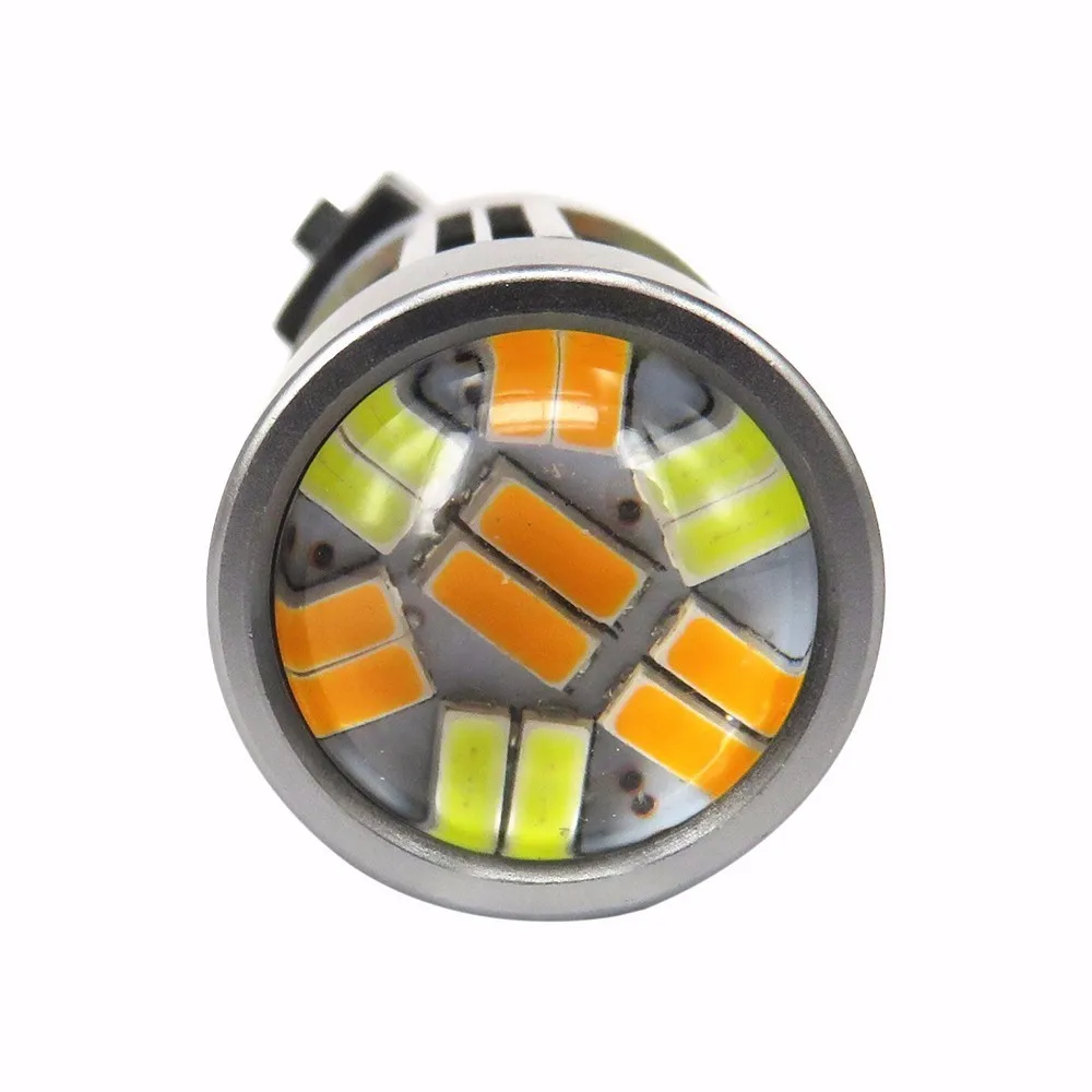 

WLJH 2x Auto 3157 3057 LED Car LED Front Turn Signal Parking Light Switchback DRL Brake Bulb lamp White+Amber Dual Color 10V 30V