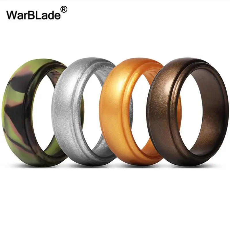 WarBLade пищевой FDA силиконовые кольца мужские свадебные резинки гипоаллергенные гибкие антибактериальные силиконовые кольца для пальцев - Цвет основного камня: 4pcs