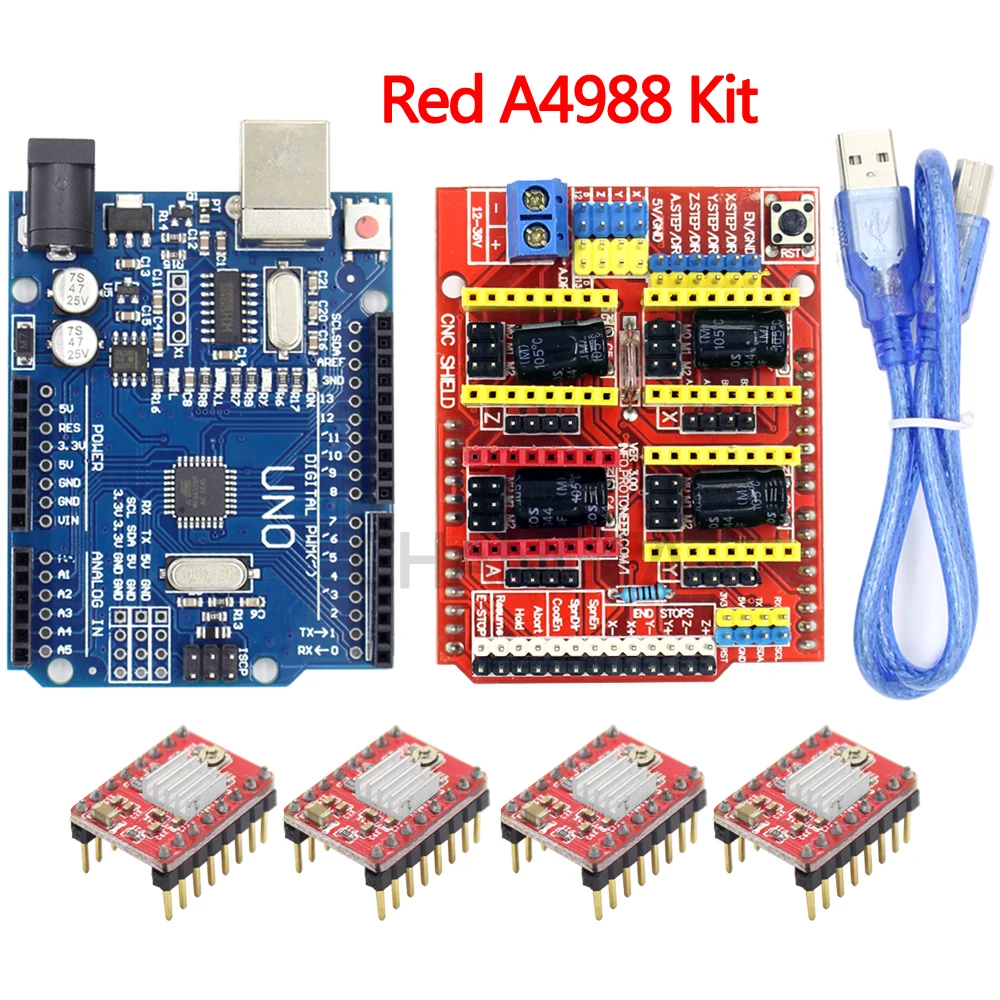 Плата расширения щит с ЧПУ V3.0 + UNO R3 плата usb для Arduino 4 шт. Драйвер шагового