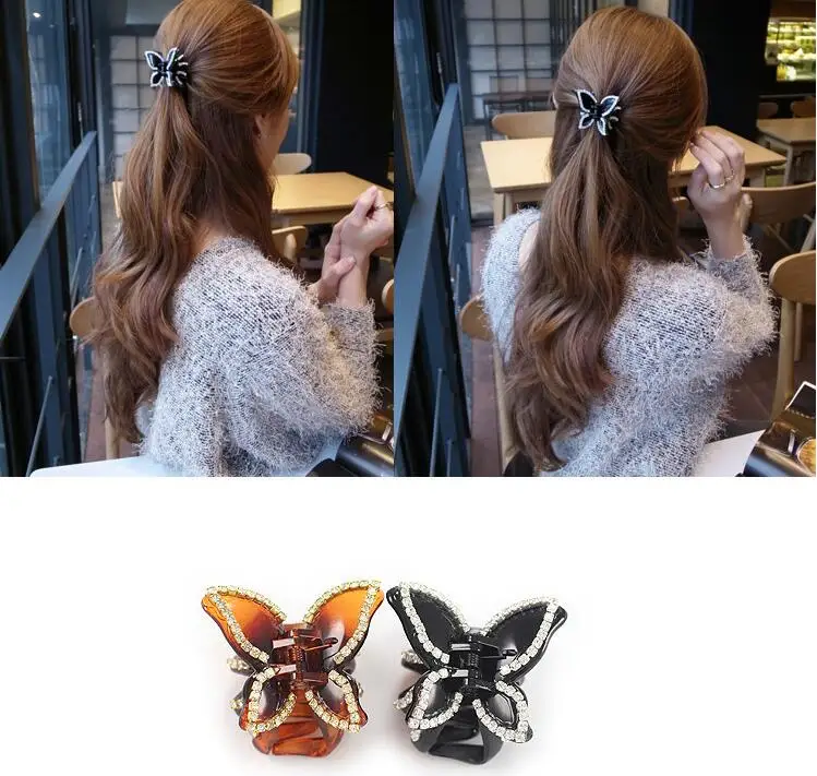 Hot Sale Women Butterfly rhinestone Hair Claws ladies Fashion Leopard Hair Clips Hair Female Girls Claws Hairpin hair Accessorie