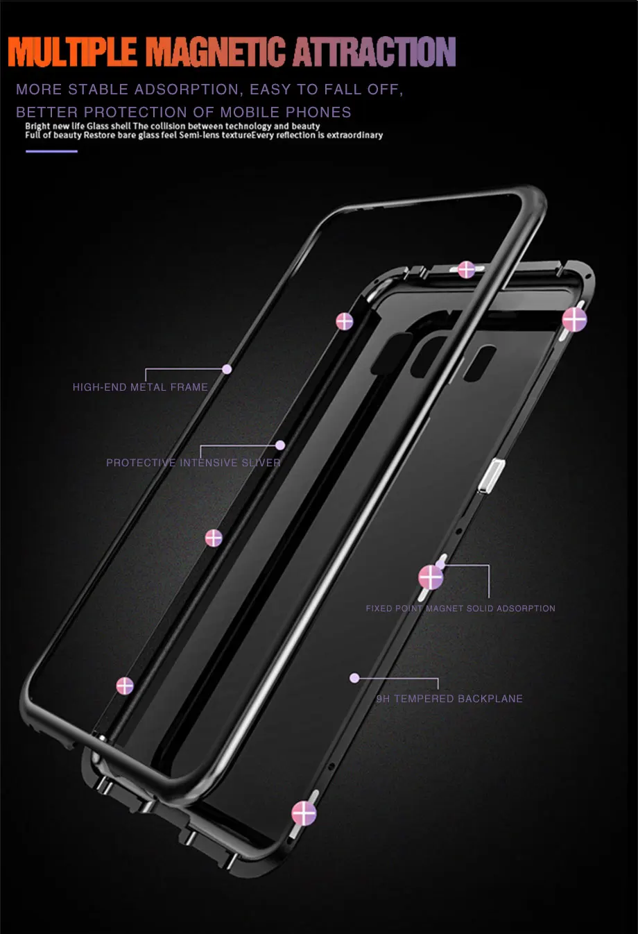 360 чехол с магнитной адсорбцией для samsung Galaxy S10 E S9 S8 Plus Note 8 9, задняя крышка из закаленного стекла на магните на A50 A30 A10, чехол s