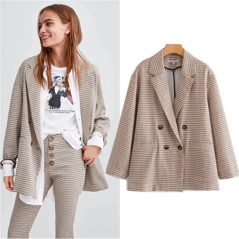 COZARII, Casaco Feminino, куртки в английском стиле, двубортные, клетчатые, женские куртки-бомберы, куртки размера плюс, топы, Прямая поставка