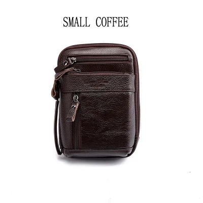 small coffee Сумки на пояс из натуральной кожи, мужская сумка-мессенджер, повседневная сумка-клатч, сумка для телефона, мужские сумки через плечо, сумка для путешествий - Цвет: small coffee
