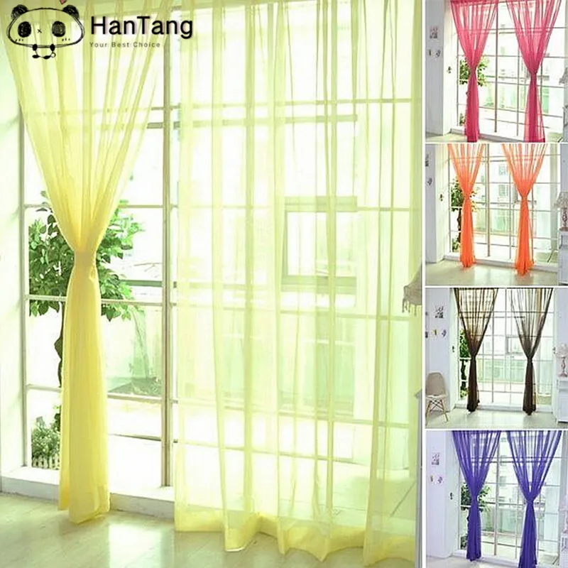 200/270cmx100cm Solid Voile Window Curtains Sheer Door Drape Transparent Tulle Panel For Home Decor Living Room Bedroom Kitchen | Дом и сад