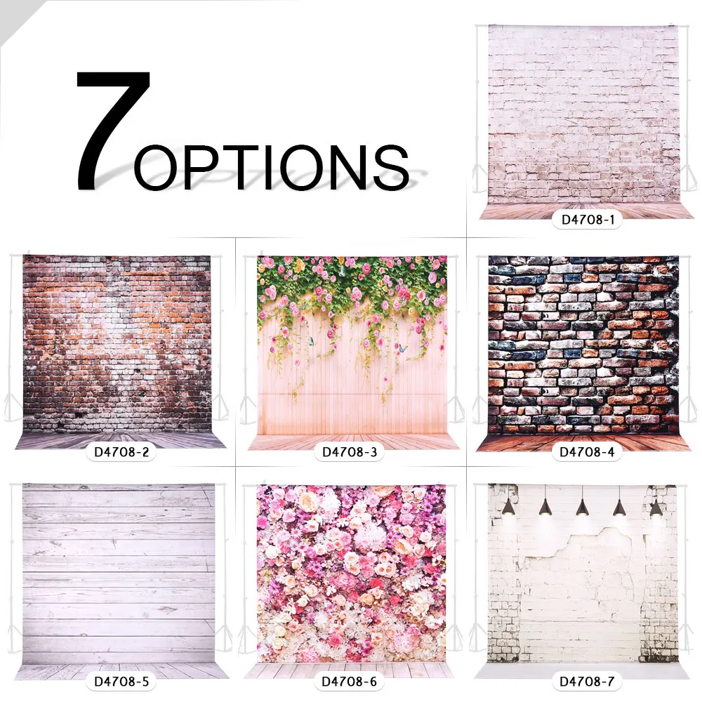 

2*3m/6.6*9.8ft Large Photography Backdrop Background Flower Brick 7style for Children Teen Adult Newborn Baby Photo Video Studio