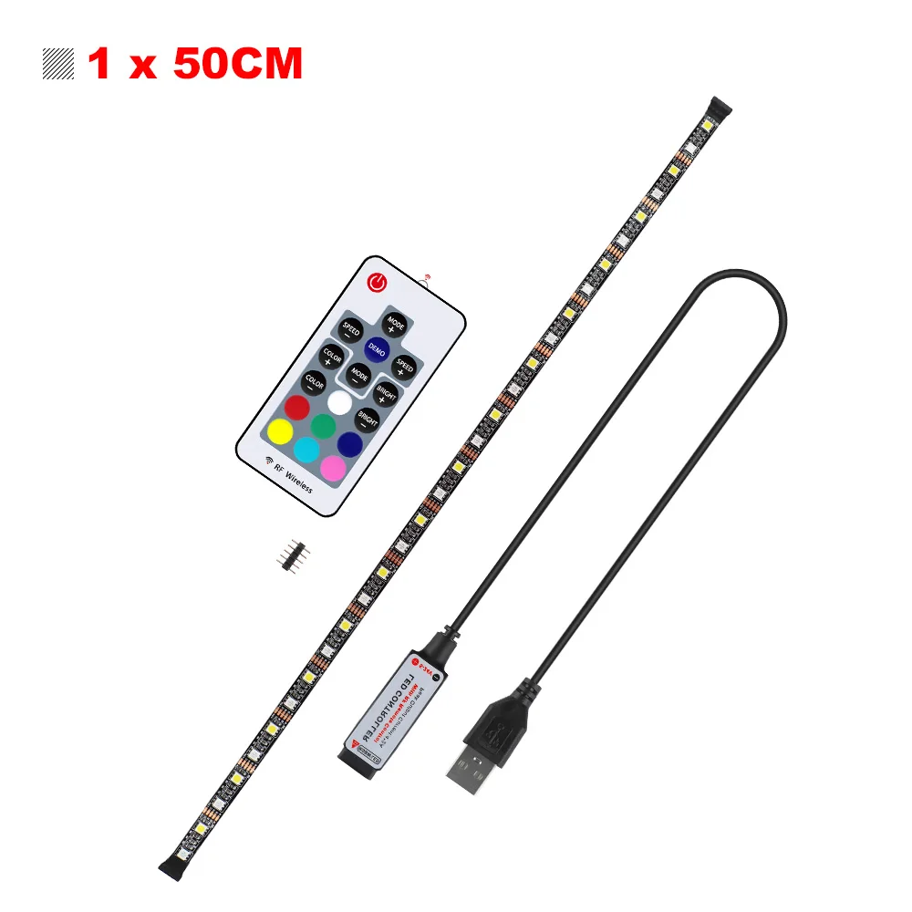 1 x 50CM 5 V/RGBW/RGBWW Светодиодные ленты 17 пульта дистанционного управления usb-кабель Мощность гибкий светильник настольную лампу Экран ТВ фон светильник ing 50 см 1/2/3/4 м - Испускаемый цвет: 1 x 50CM