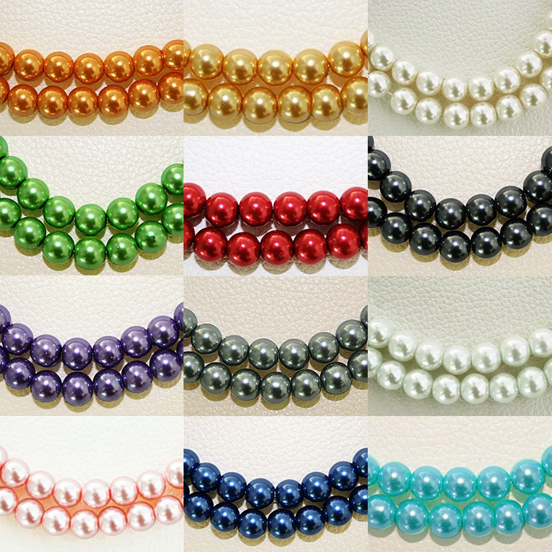 DIY имитация жемчуга круглые стеклянные бусины лэмпворк оптом свободные бусины для изготовления ювелирных изделий ожерелье браслет 4-10 мм