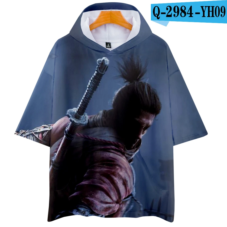 Мужская одежда Harajuku 3d футболка с капюшоном Sekiro аниме хип-хоп футболка Летняя с коротким рукавом Мужская Уличная одежда размера плюс - Цвет: Q2984