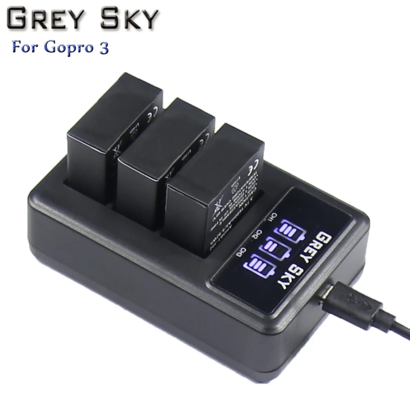 4 шт 1600mAh Hero 3 Gopro Hero3 Замена батареи+ светодиодный двойной USB зарядное устройство для GoPro Go pro Hero 3 3+ камеры