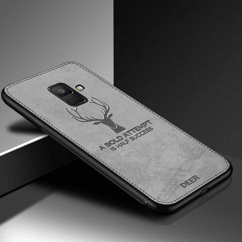Silver Олень ткань чехол для телефона для Samsung Galaxy A8 A6 J4 J6 плюс J5 J7 J3 Note 9 8 S8 S9 S10 плюс S10e бизнес-Чехол - Цвет: Silver
