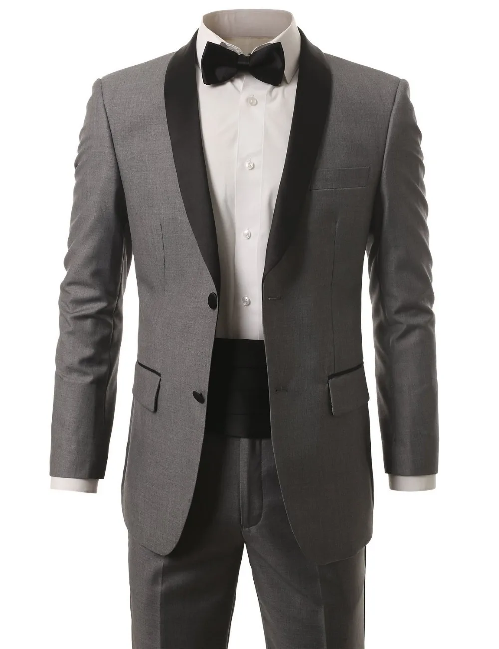 

Custom Made Groomsmen Shawl Satin Lapel Groom Tuxedos two Buttons Men Suits Wedding Best Man (Jacket+Pants+Tie+Hankerchief) B862