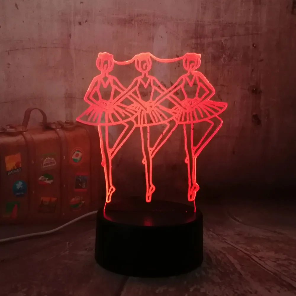 Из балета "Лебединое озеро" танцор 3D RGB светодиодный ночник сенсорный пульт дистанционного управления настольная лампа романтический рождественский подарок комната бар украшение