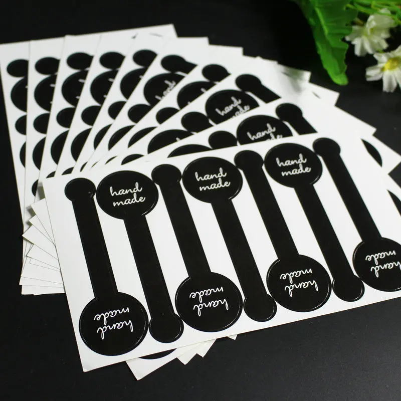 Самоклеящиеся черные стикеры Ручная работа 210 шт. длинные Стикеры для этикеток