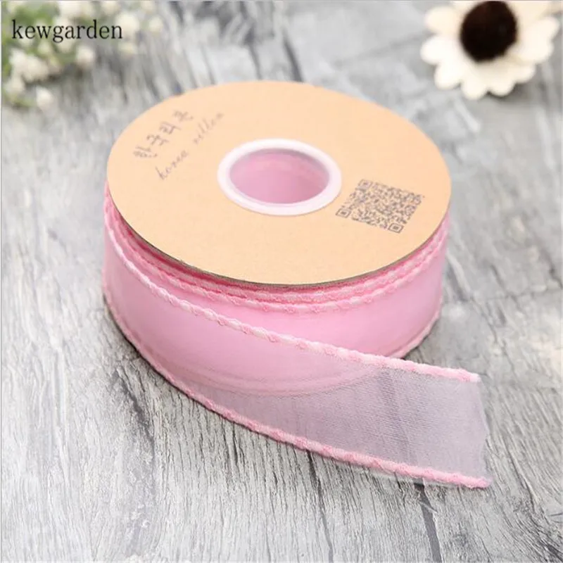 Kewgarden 15 мм 25 38 Цветные ленты из органзы DIY бант атласная лента вручную