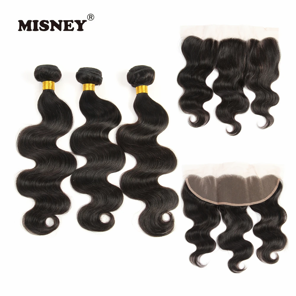 3 пряди Misney Remy с фронтальной ручной перевязкой 4X13 волнистые человеческие волосы
