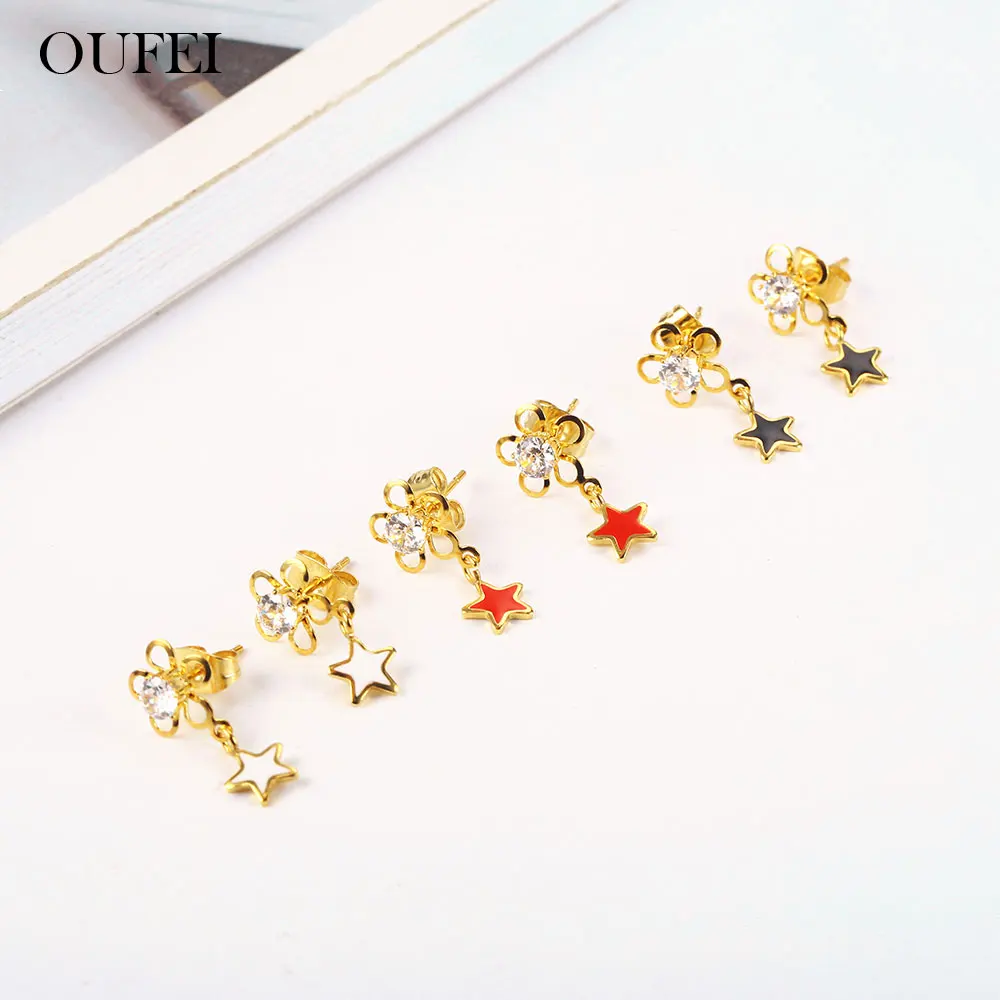 Серьги гвоздики OUFEI Шарм звезда для женщин ювелирные изделия из нержавеющей