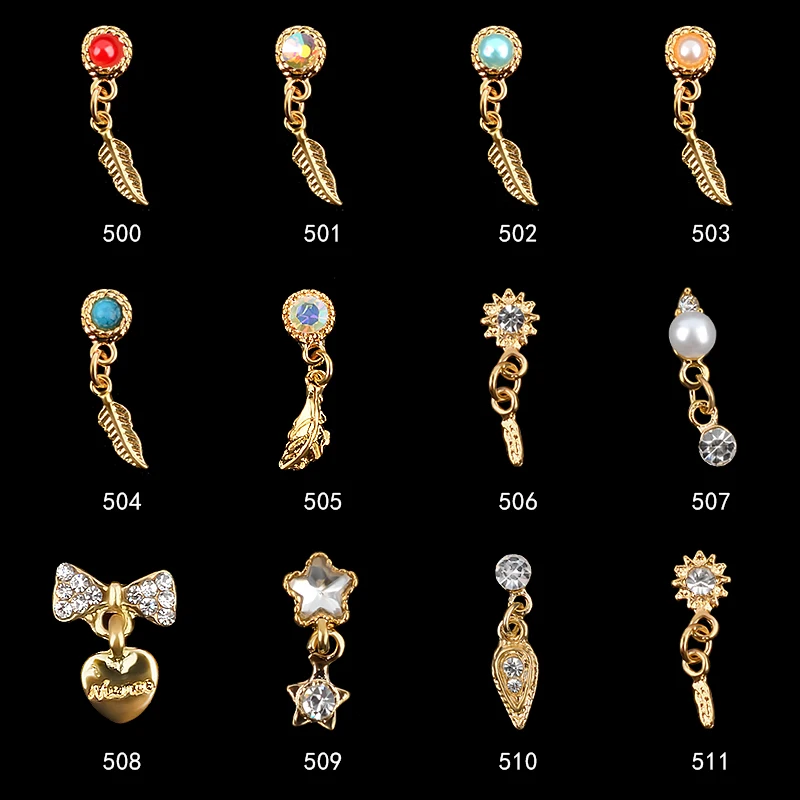 10 шт. роскошные Позолоченные Стразы для ногтей жемчужные украшения 3d модный бант