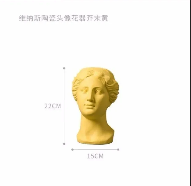 Nordic Architectural Decoration Style Ceramic Vase Ceramic Vase Venus Head Artificial Flower Decoration Interior Decoration - Цвет: 4